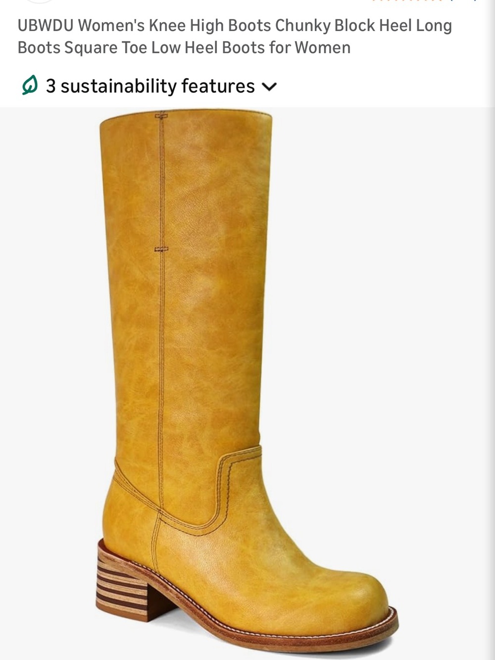 Women's Knee High Chunky Block Heel Boots - Mustard Yellow